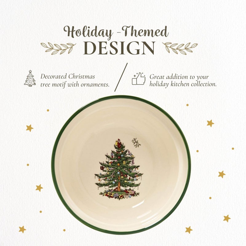سبود Spode Christmas Tree Collection Bowls - أواني عطلات عطلات من السيراميك 5.5 بوصة - مجموعة من 4 أوعية لسلطة فاكهة الحبوب الحلوى - غسالة الصحون في الميكروويف والفريزر آمنة - Image 3