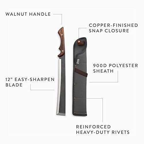 Barebones Japanese NATA Tool - Full Tang Machete for Yard Work - Balanced for Controlled Chopping & Cutting - Hunting Machete Knife with Sheath - Hardwood Walnut Handle - Stainless Steel Blade - Image 3