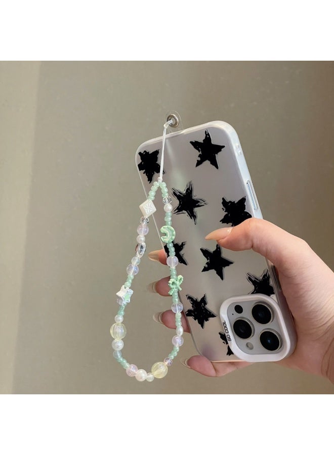 NIBEMINENT Phone Charm/ Chain Strap for Women Girls, Green Moon Bow Cell Phone Case Lanyard Wrist Strap - Image 2