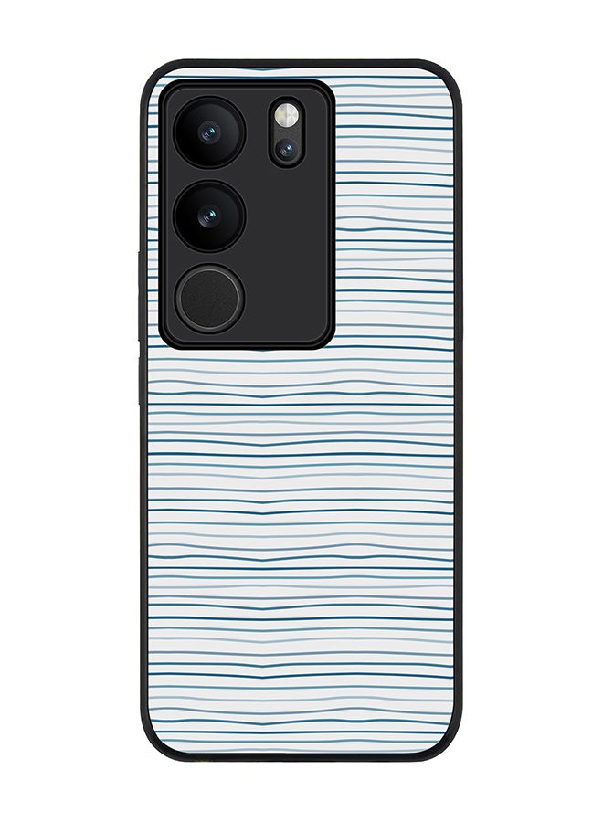 Stylizedd Rugged Black Edge case for Vivo V29 / Vivo V29 Pro / Vivo S17, Slim fit Soft Case Flexible Rubber Edges Anti Drop TPU Gel Thin Cover - Shaky Lines - Image 1