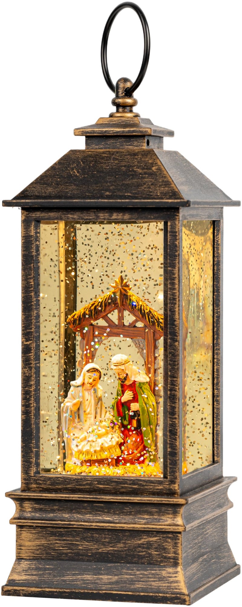 VISFLAIR 10 Musical Snow Globe Lantern Lighted Nativity Manger Scene Water Lantern Swirling Glittering Home Decoration and Gift Battery Operated or USB Powered - Image 2