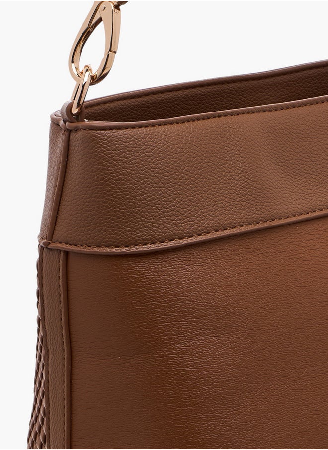 Flora Bella By Shoexpress Textured Crossbody Bag with Zip Closure and Adjustable Strap  - Image 5