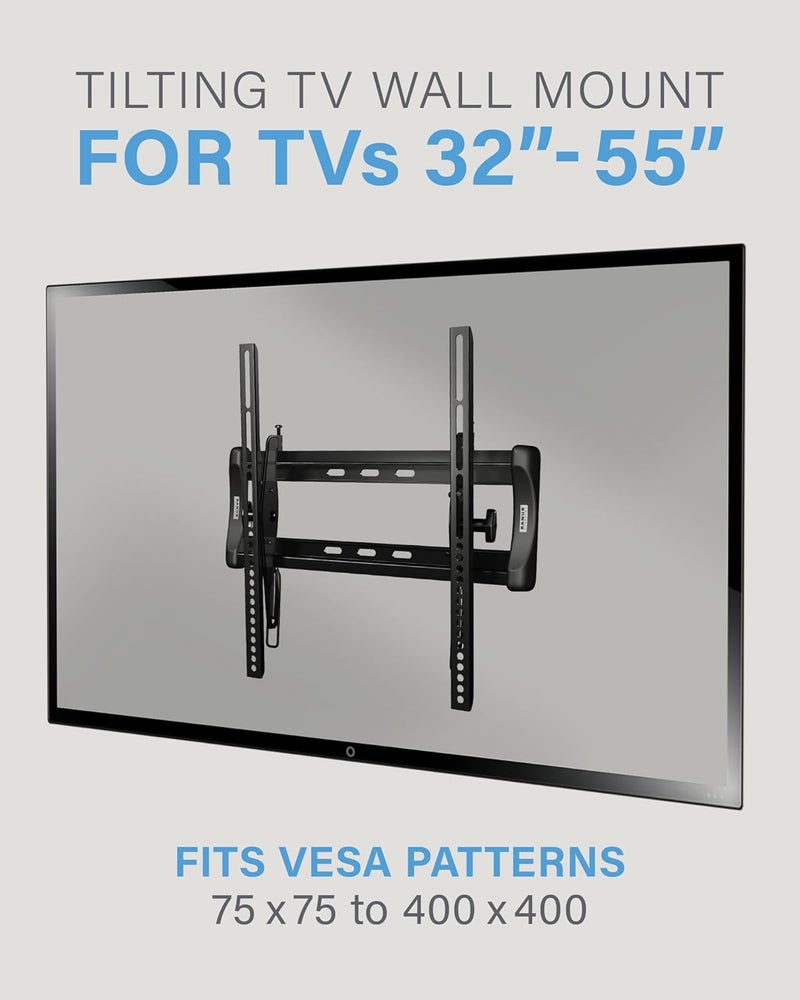 Sanus Tilting TV Mount - Universal 32 to 55 inch TV Wall Mount w/Low Profile Design - Easy DIY Install Includes Lateral Shift & All Hardware - Image 2
