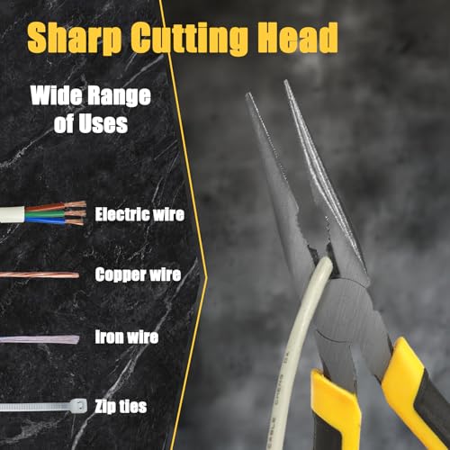 Zthluyc Needle Nose Pliers with Wire's Cutter - Long Nose pliers, Needlenose Pliers,Needle-nose Pliers, Needle Nose Plyers can Screw Loose Nuts and Wind/Cutter Wire's ect.（8.1 in） - Image 4