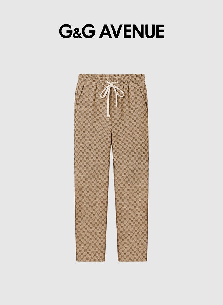 G&G AVENUE New High Quality Spring and autumn Men's Drawstring Casual Sports Pants Pink Jogging Fashion Pure Cotton Exercise Outdoor Versatile Drawstring Elastic Sports Pants - Image 1