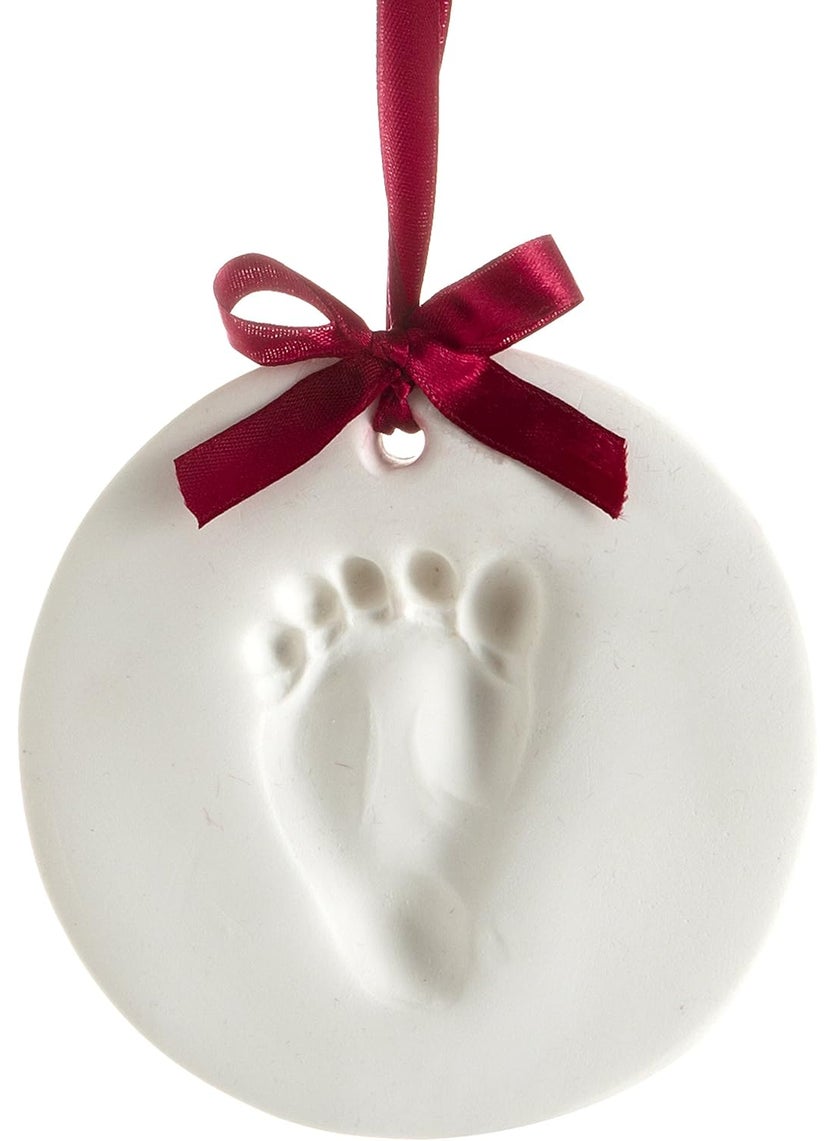 pearhead Pearhead Babyprints Christmas Ornament Babys First Christmas Holiday Keepsake Newborn Handprint or Footprint Clay Kit Easy NoBake DIY Clay Impression GenderNeutral Christmas Baby Gift  - Image 1