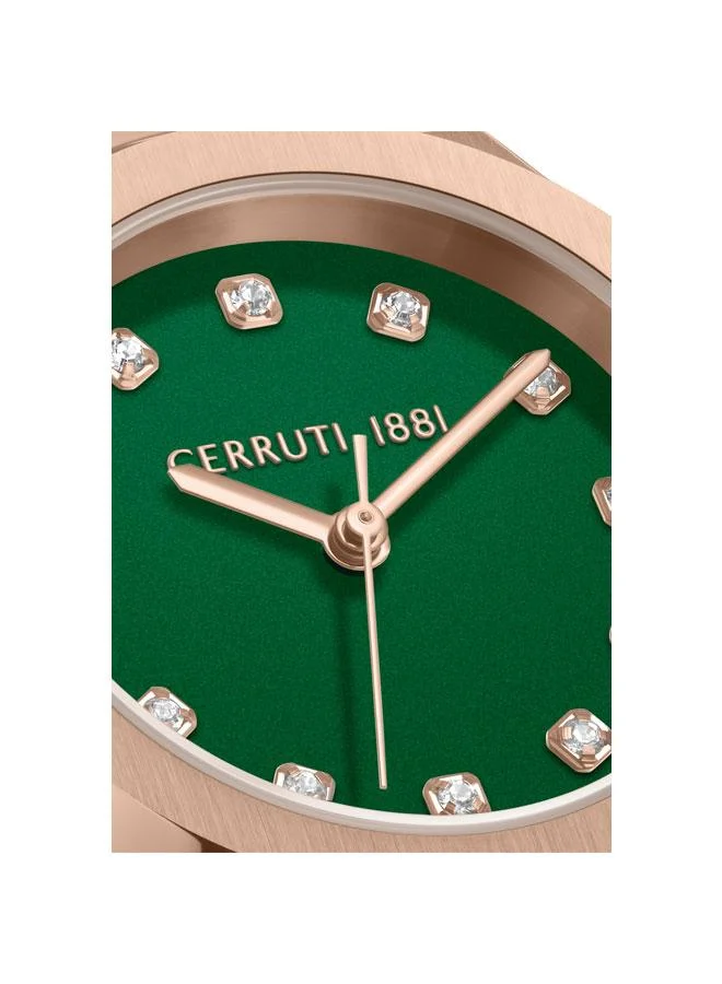 شيروتي 1881 Women's Lucardo 32.5mm Green Dial Stainless Steel Bracelet Analog Watch For Women