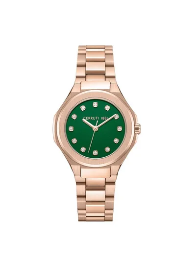 شيروتي 1881 Women's Lucardo 32.5mm Green Dial Stainless Steel Bracelet Analog Watch For Women