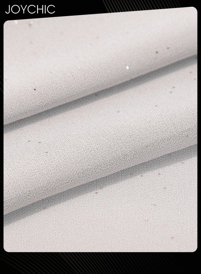 Joychic غطاء رأس إسلامي طويل من الشيفون اللؤلؤي للسيدات، بلون ذهبي سادة، قابل للارتداء، ملابس تقليدية، حجاب لجميع المواسم، مقاس واحد - Image 3