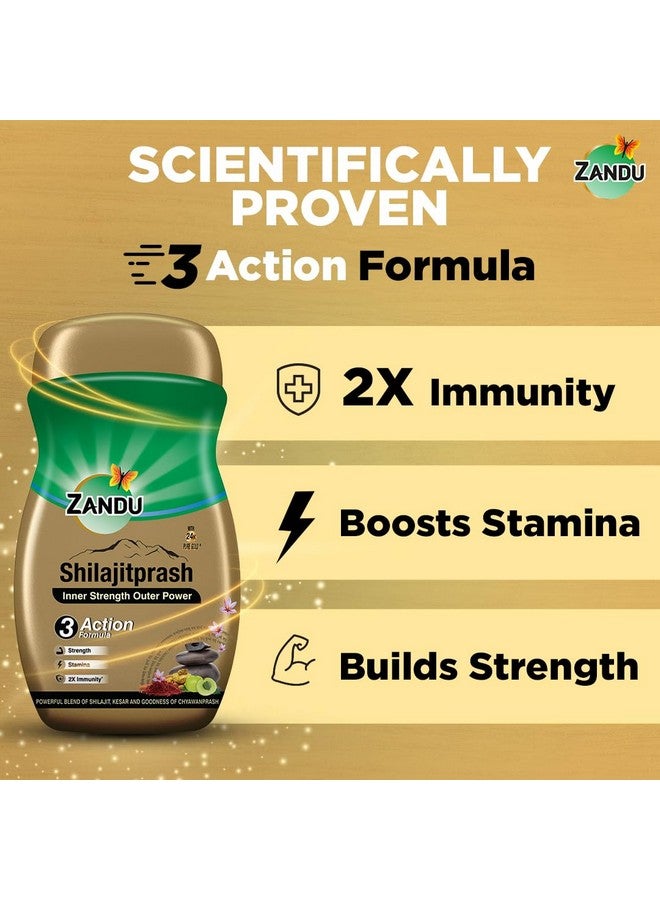 Zandu Shilajitprash, Combination of Shilajit and Selected Herbs of Chyawanpash, a Powerhouse of 47 Potent Ayurvedic Herbs, 3 Action Formula to Boost Strength, Stamina & Immunity, 900 Gm - Image 4