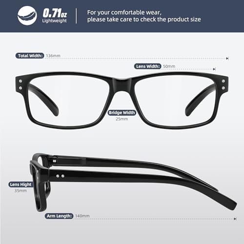 resjok 3Pairs Reading Glasses Men - Blue Light Blocking with Spring Hinge Square Readers for Men Women Anti Eyestrain (Black, 2.5x) - Image 4
