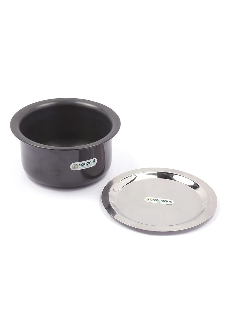 Coconut Coconut Hard Anodised Tope/Patila for Cook and Serve with SS Lid and Gas Stove & Induction Base Top Compatible - 1 Unit - Capacity - 3.5 litres(Dimension -24Cm)  - Image 2
