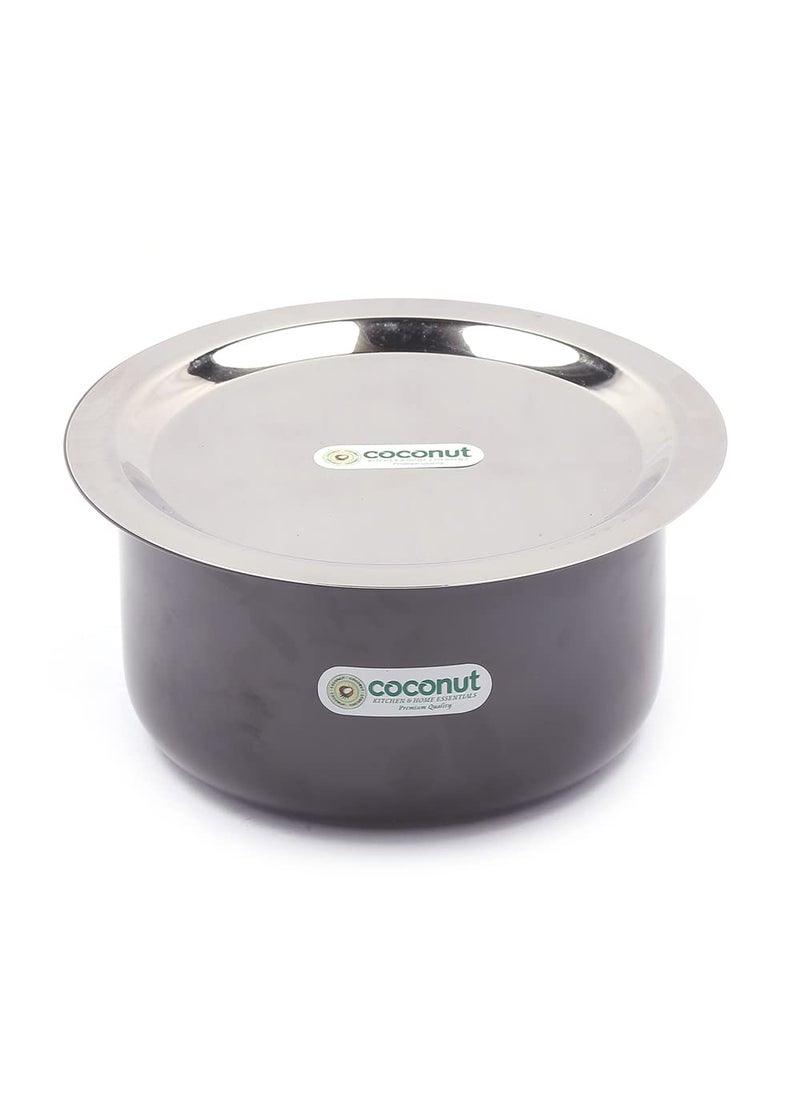Coconut Coconut Hard Anodised Tope/Patila for Cook and Serve with SS Lid and Gas Stove & Induction Base Top Compatible - 1 Unit - Capacity - 3.5 litres(Dimension -24Cm)  - Image 1