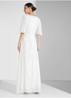 Maya Embellished Wrap Cape Sleeve Bridal Maxi  - Image 2