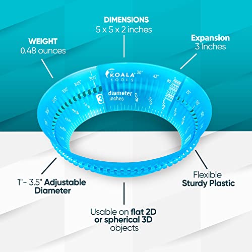 Koala Tools - Mini Ring Ruler for Circle Templates and Surfaces, Circular Ruler with 1 to 3.5-inch Adjustable Diameter, Geometric Tool for Drawing Circles - Image 4