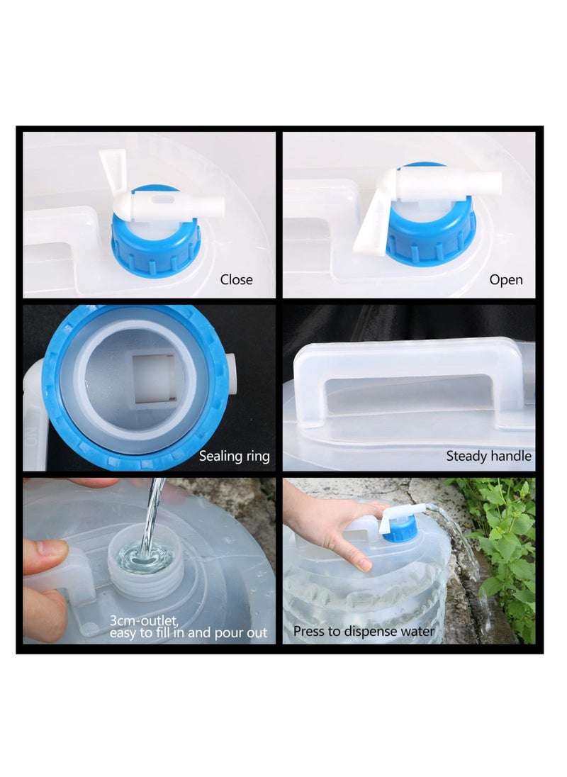 Excefore 2 Pack Collapsible Water Container, 5L and 10L Water Carrier, Camping BPA-Free Water Containers with Tap for Hiking Climbing Fishing Travel Picnic  - Image 3