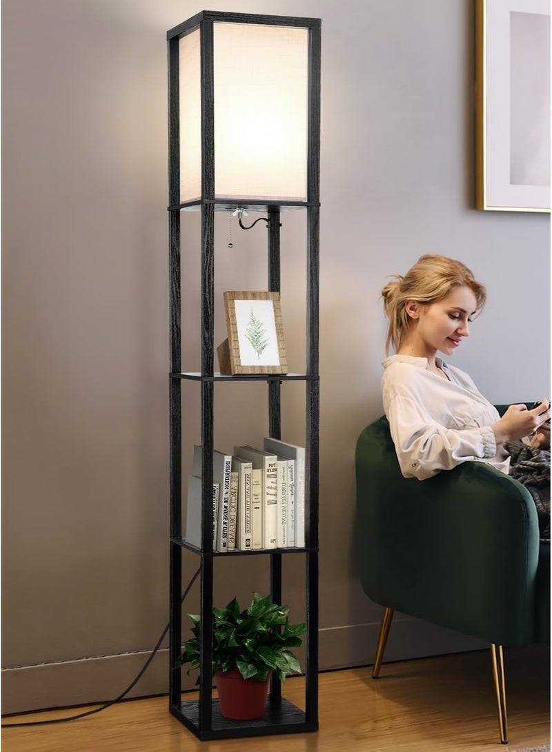 VariFurnx 2PCS 164cm Height Shelf Floor Lamp with Colorful Bluetooth LED Bulb Corner Display Floor Lamps Remote Control with Shelves Lamp Shade for Living Room Bedroom and Office Black - Image 5