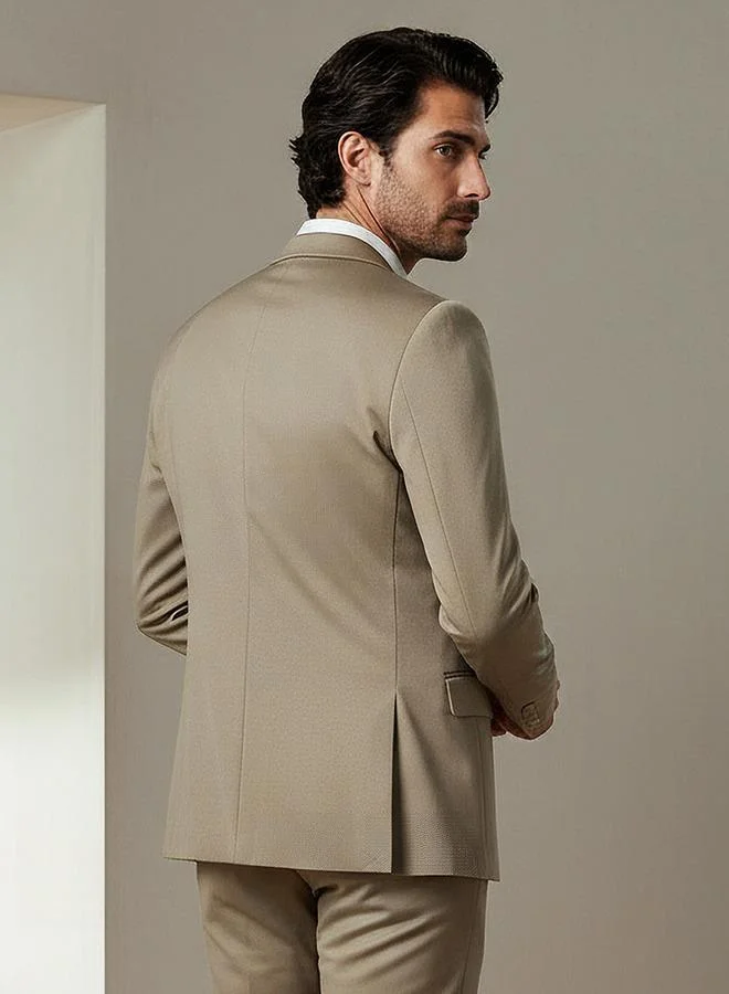 Splash FAV BEIGE Men Slim Fit Notched Lapel Blazer for Men | Best Price UAE