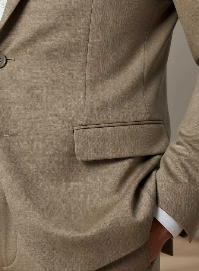 Splash FAV BEIGE Men Slim Fit Notched Lapel Blazer for Men | Best Price UAE