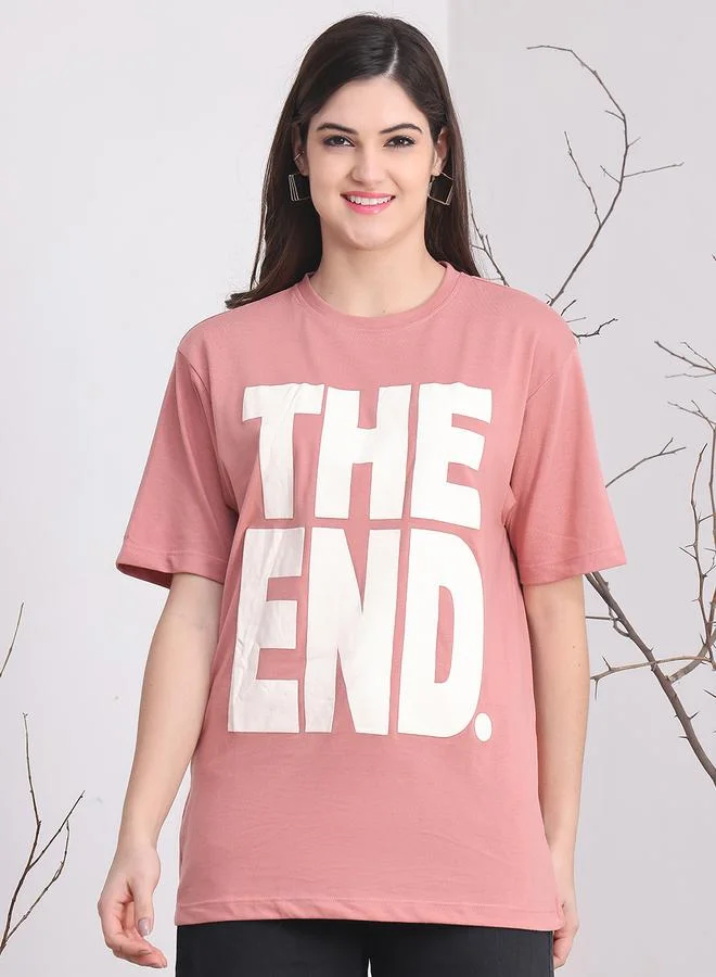 Styli Women Pink Oversized Graphic Print T-Shirt By Door74