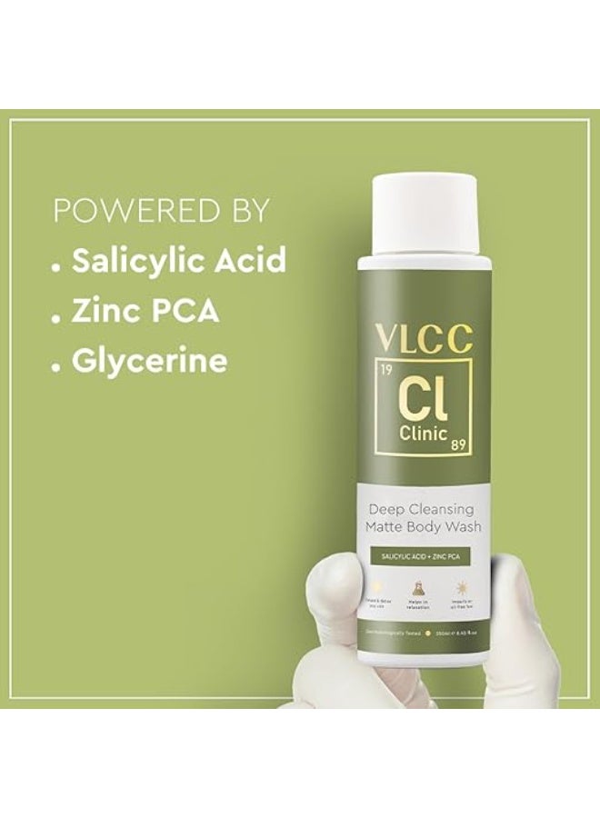 VLCC Clinic Deep Cleansing Matte Body Wash - 250ml | Non-Greasy | Cleanses Toxins, Dust, Dirt, and Oily Sweat | Non-Greasy Shower Essential Body Wash | Suitable for All Skin Types - Image 2