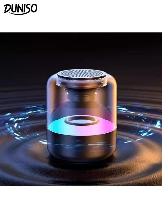 DUNISO Mini Super-Portable Bluetooth Speaker Wireless Waterproof Lntelligent Audio System with Led Light Powerful Loud Sound Deep Bass Rechargeable Wireless Speaker for Travel, Sport, Party, Biking - Image 1