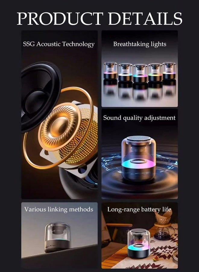 DUNISO Mini Super-Portable Bluetooth Speaker Wireless Waterproof Lntelligent Audio System with Led Light Powerful Loud Sound Deep Bass Rechargeable Wireless Speaker for Travel, Sport, Party, Biking - Image 5