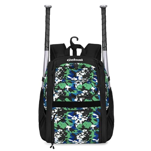 Goloni Youth Baseball BagBaseball Backpack with Shoes CompartmentSoftball Bag with Fence Hook for TBall Bat Equipment for Batting Mitten Helmet - Image 1
