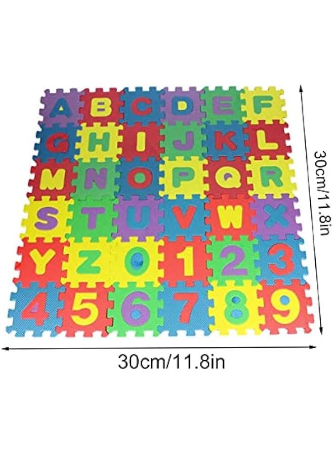 Kids Foam Puzzle Mat,EVA Floor Tiles with Alphabet and Numbers,(36 Set) 5x5cm Interlocking Alphabet and Numbers Floor Puzzle Colorful Tiles,Reusable,Easy to Clean(Combined Size 11.811.8) - Image 2