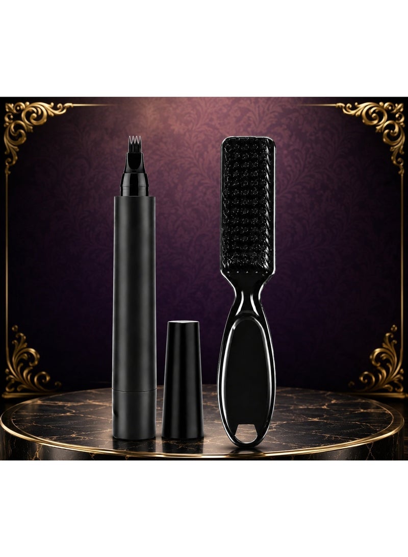 Waterproof Beard Filler Pen with Brush, Black Beard Dye Marker for Natural Styling & Long-Lasting Coverage - Image 4