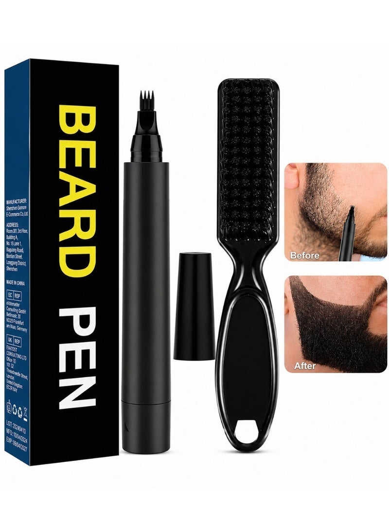 Waterproof Beard Filler Pen with Brush, Black Beard Dye Marker for Natural Styling & Long-Lasting Coverage - Image 5