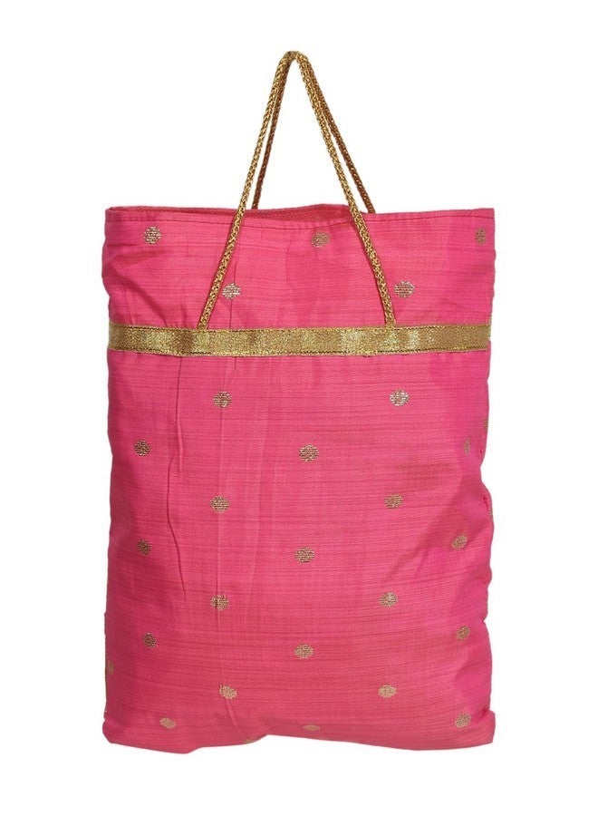 Kuber Industries Polyester Dot Print Hand Bag/Grocery Bag For Women/Girls With Handle Pack of 12 (Pink) 54KM4059 - Image 4