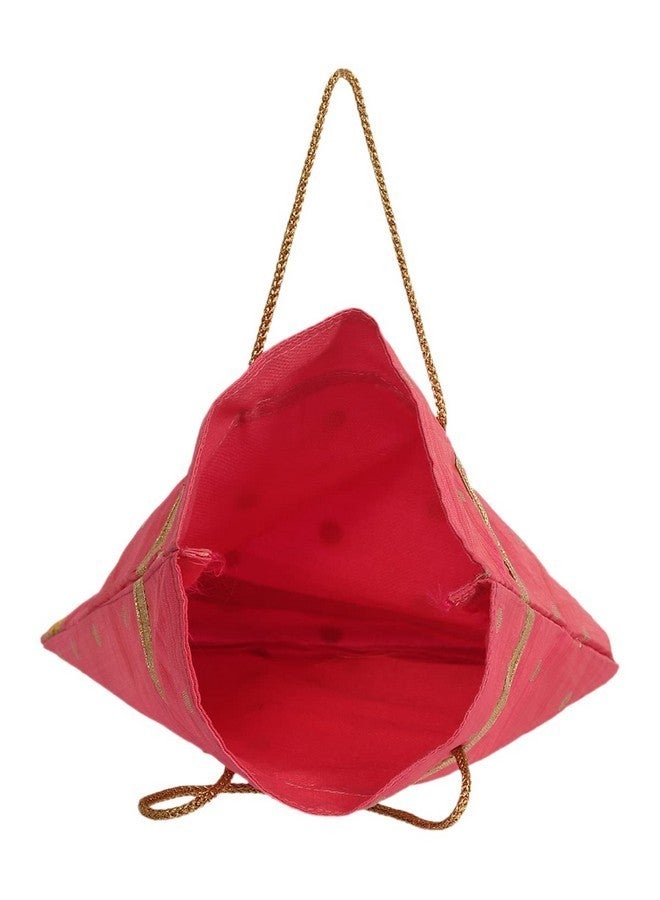 Kuber Industries Polyester Dot Print Hand Bag/Grocery Bag For Women/Girls With Handle Pack of 12 (Pink) 54KM4059 - Image 5