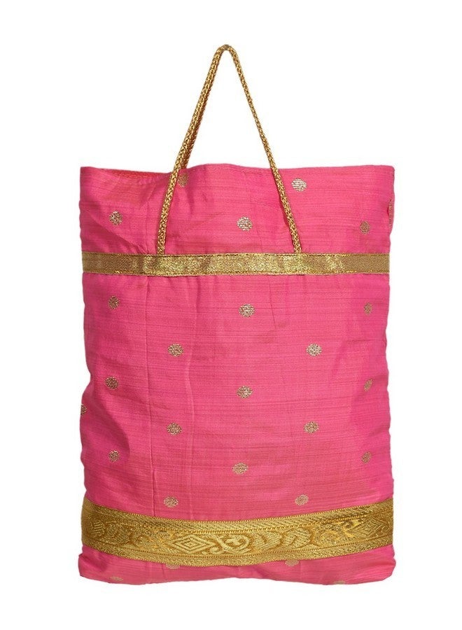 Kuber Industries Polyester Dot Print Hand Bag/Grocery Bag For Women/Girls With Handle Pack of 12 (Pink) 54KM4059 - Image 2