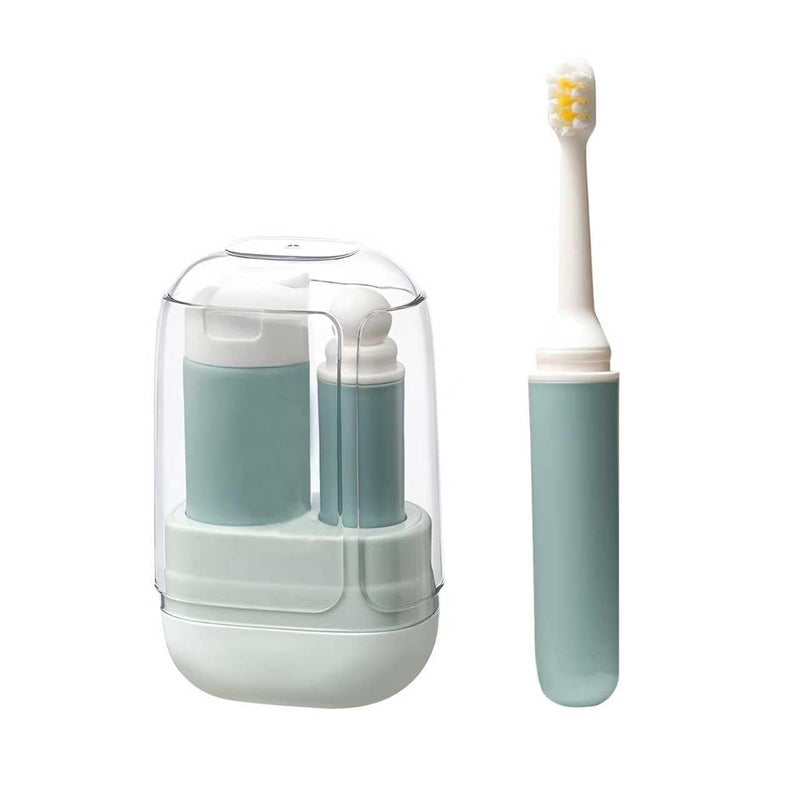 SAMIQU 3-in-1 Toothbrush Travel Case Kit - Foldable Toothbrush with Toothpaste Dispenser&Mouthwash Cup,Portable Tooth Brush Holder for Camping, Business Trips, and Daily Use - Image 1