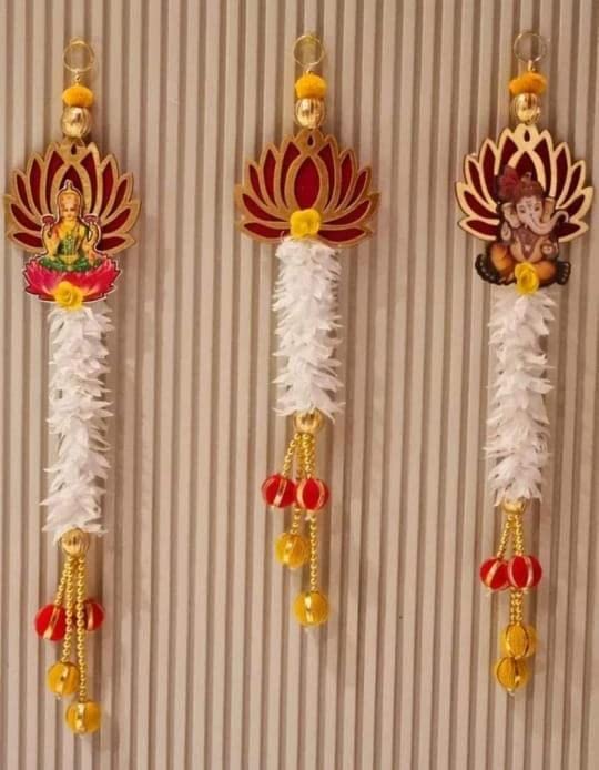 SP SELLPLUS Sellplus Lotus with Ganesh Ji Laxmi Ji Wall Hanging for Home Decoration and Puja Decor Diwali Decoration All Festival Decor 