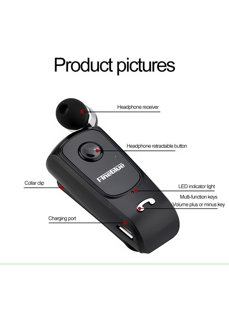 Fineblue F520 Bluetooth Headset Retractable Vibration Noise Cancelling With Microphone Volume Control - Image 3