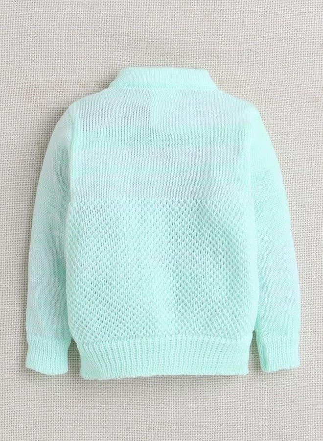 BUMZEE كنزة صوفية خضراء بأكمام طويلة للبنات الصغيرات من BUMZEE مع قبعة وجوارب، مناسبة لعمر 0-3 أشهر (Peb10057B-grn) - Image 3