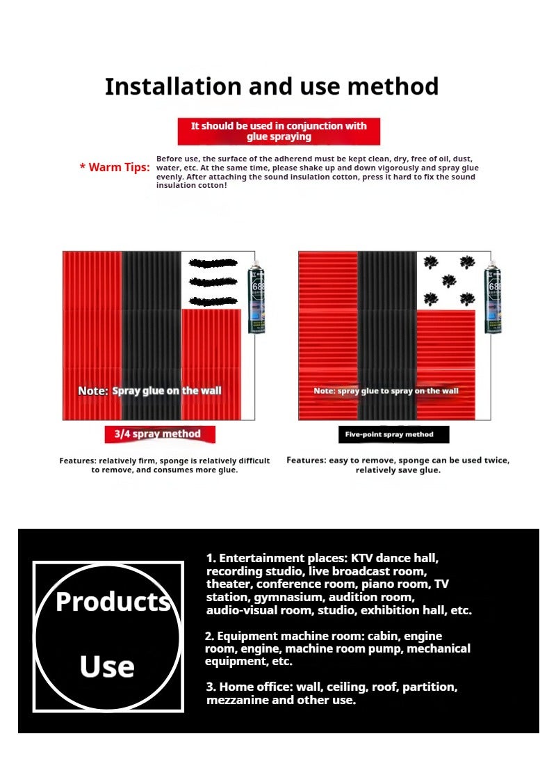 general 12-Piece Recording Studio Soundproof Wedge Foam - Image 2