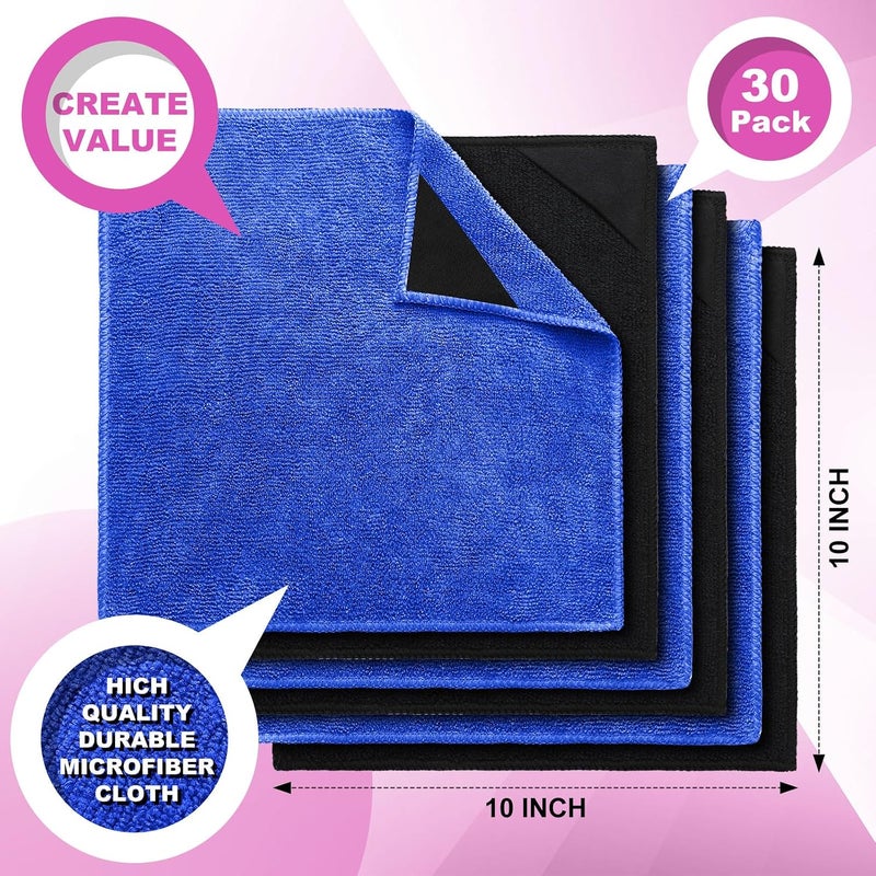 Tudomro 30 Pcs Magnetic Cleaning Cloth Dry Erasers Bulk for White Boards with Most Whiteboards Dry Eraser Reusable Microfiber Cloth Eraser, Home Office, 10'' x 10'' (Black, Blue) - Image 2
