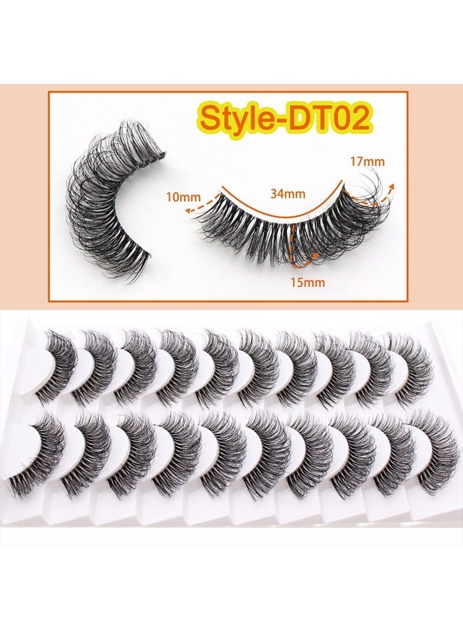 Veleasha Russian Strip Lashes with Clear Band Looks Like Eyelash Extensions D Curl Lash Strips 10 Pairs Pack (DT02) - Image 3