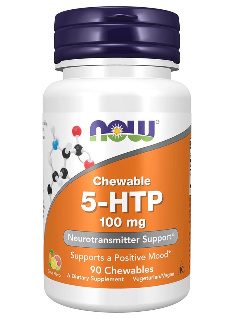 ناو فودز مكمل غذائي 5-HTP بنكهة الحمضيات الطبيعية - 90 قطعة قابلة للمضغ - Image 1