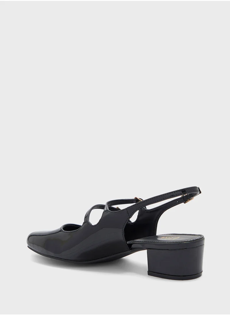 ايلا Double Buckle Mary Jane Block Heel Pump