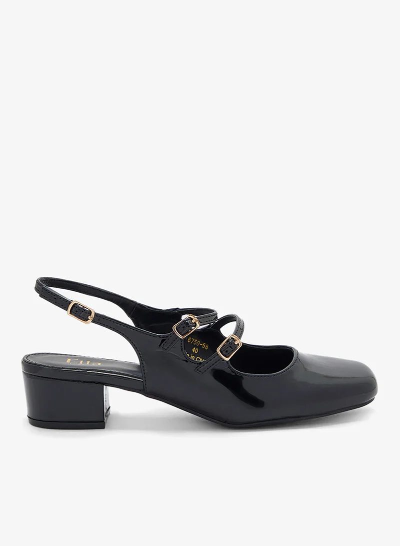 ELLA Double Buckle Mary Jane Block Heel Pump