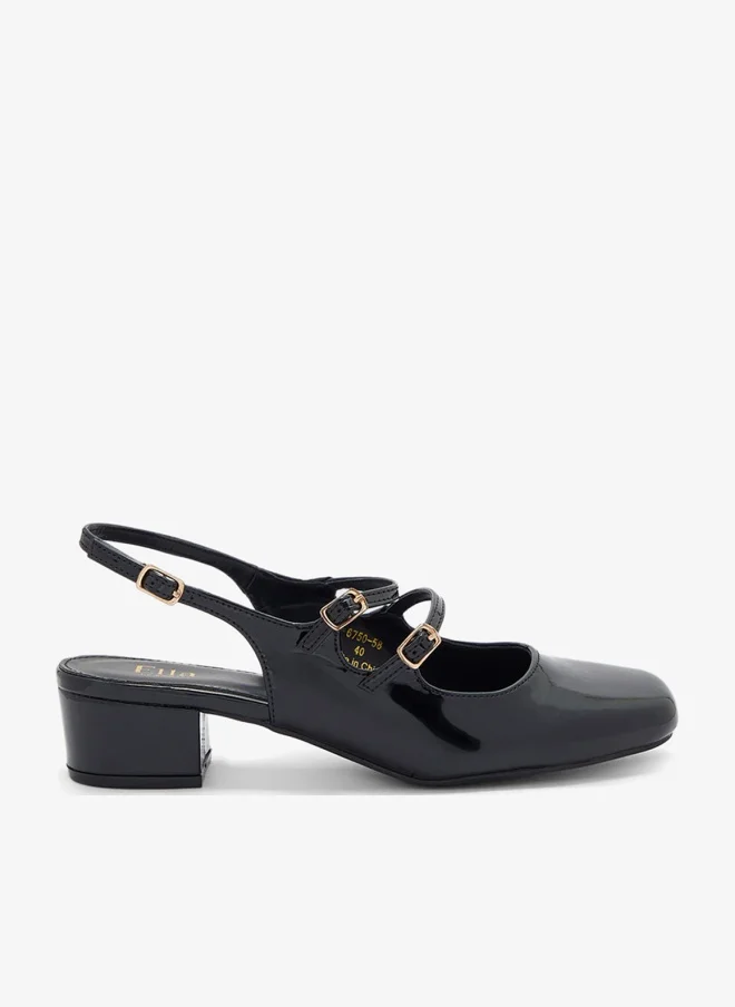 ELLA Double Buckle Mary Jane Block Heel Pump