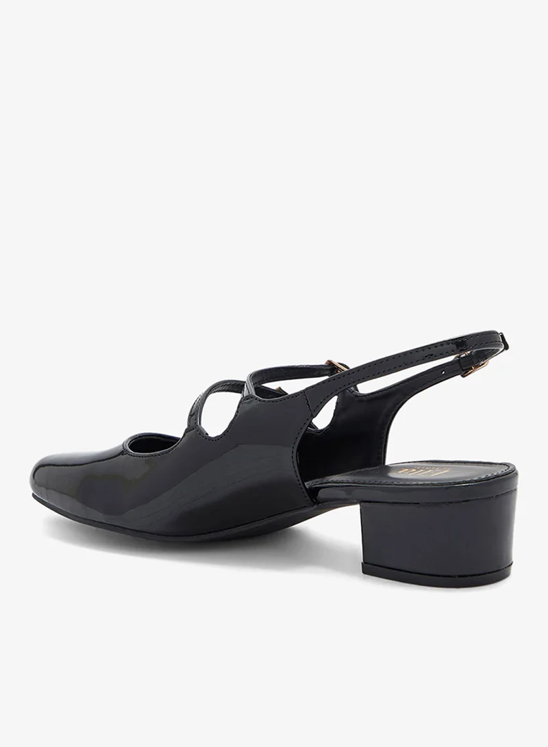 ELLA Double Buckle Mary Jane Block Heel Pump