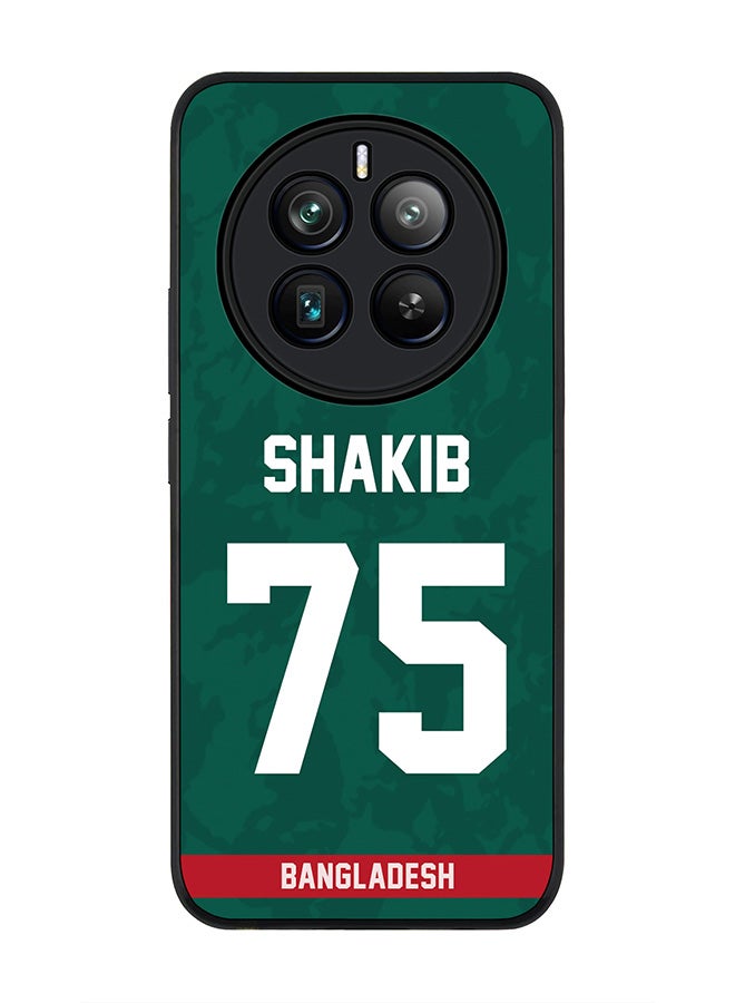 Stylizedd جراب قوي بحافة سوداء لهاتف Realme 12 Pro / Realme 12 Pro Plus 5G، غطاء مرن رفيع - فريق بنجلاديش شاكيب الحسن، القميص رقم 75 - Image 1