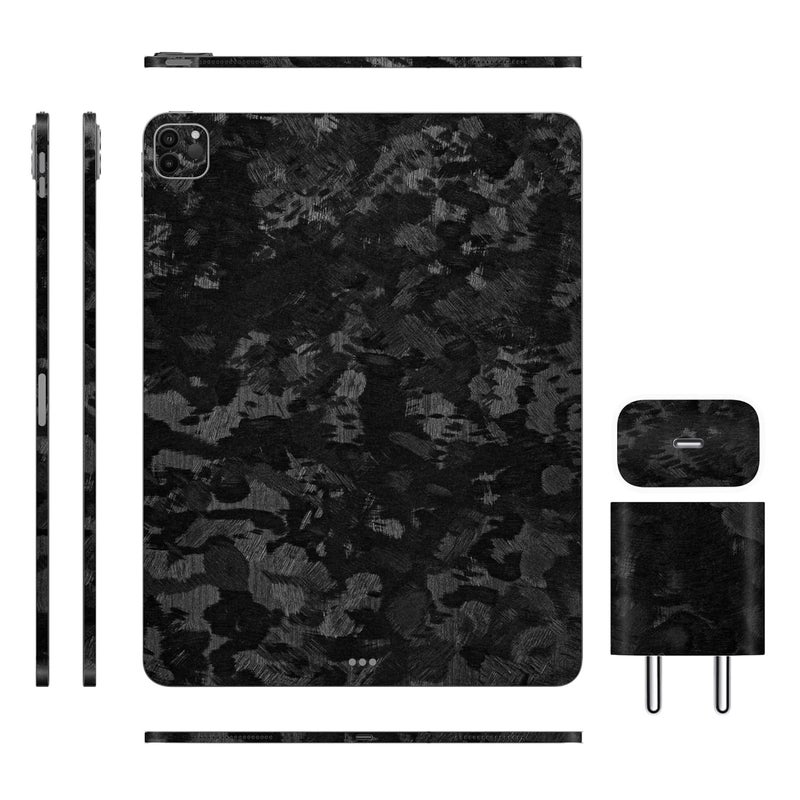 أغطية تابلت متوافقة مع آيباد برو 12.9 2020، ملصق فينيل مضاد للخدش، فيلم واقي، ليس غلاف/غطاء (كربون مزور، غلاف كامل + غلاف شاحن)