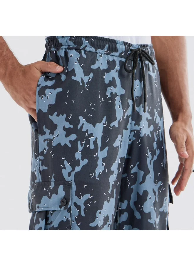 FAV Printed Regular Fit Cargo Pants with Drawstring Closure and Pockets