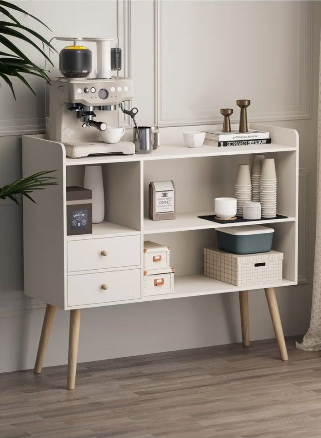 fashionhome Premium Coffee Corner Home Kitchen Coffee Bar Cabinet Shelf With Drawers Display Cabinet Kitchen Bakers Rack Sideboard For Living Room, Bedroom Or Office 100x35x90 cm - Image 1